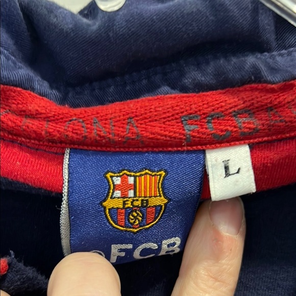 FC Barcelona Striped Polo Shirt- size large- men’s-vintage - Picture 2 of 3